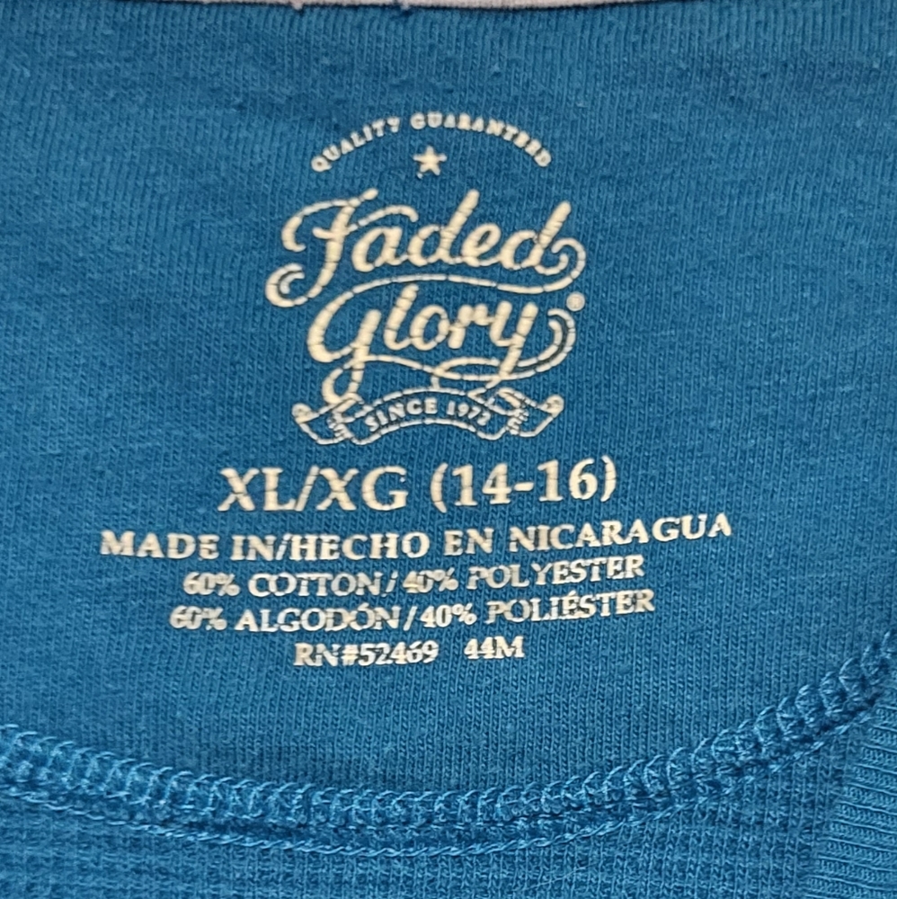 Faded Glory Boys Blue Football Graphic Long Sleeve Thermal Shirt Size XL - Picture 3 of 5